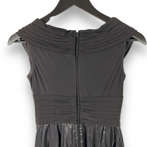 Adrianna Papell Dress Black Taffeta Fit Flare Cocktail Classic Elegant 2P - Picture 8 of 13